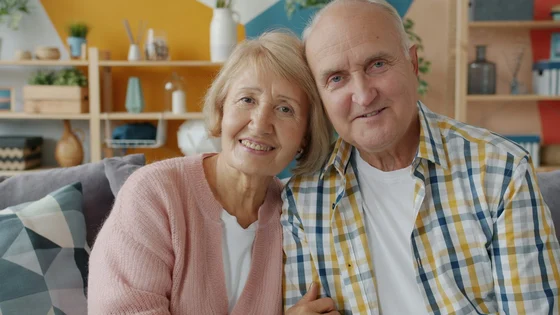 Older couple smiling together
